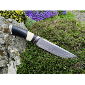 ЧОРНИЙ ГЕНЕРАЛ авторський ніж ручної роботи майстра Leo Knife, сталь Elmax в ламінаті з нержавіючого дамаску, 62 HRC. Photo 2
